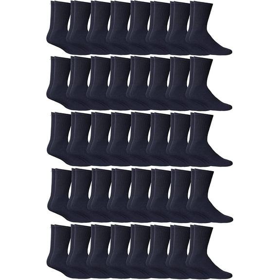 Yacht & Smith Mens Wholesale Bulk Cotton Socks, Athletic Sport Socks Shoe Size 10-13 (48 Pairs - Navy)
