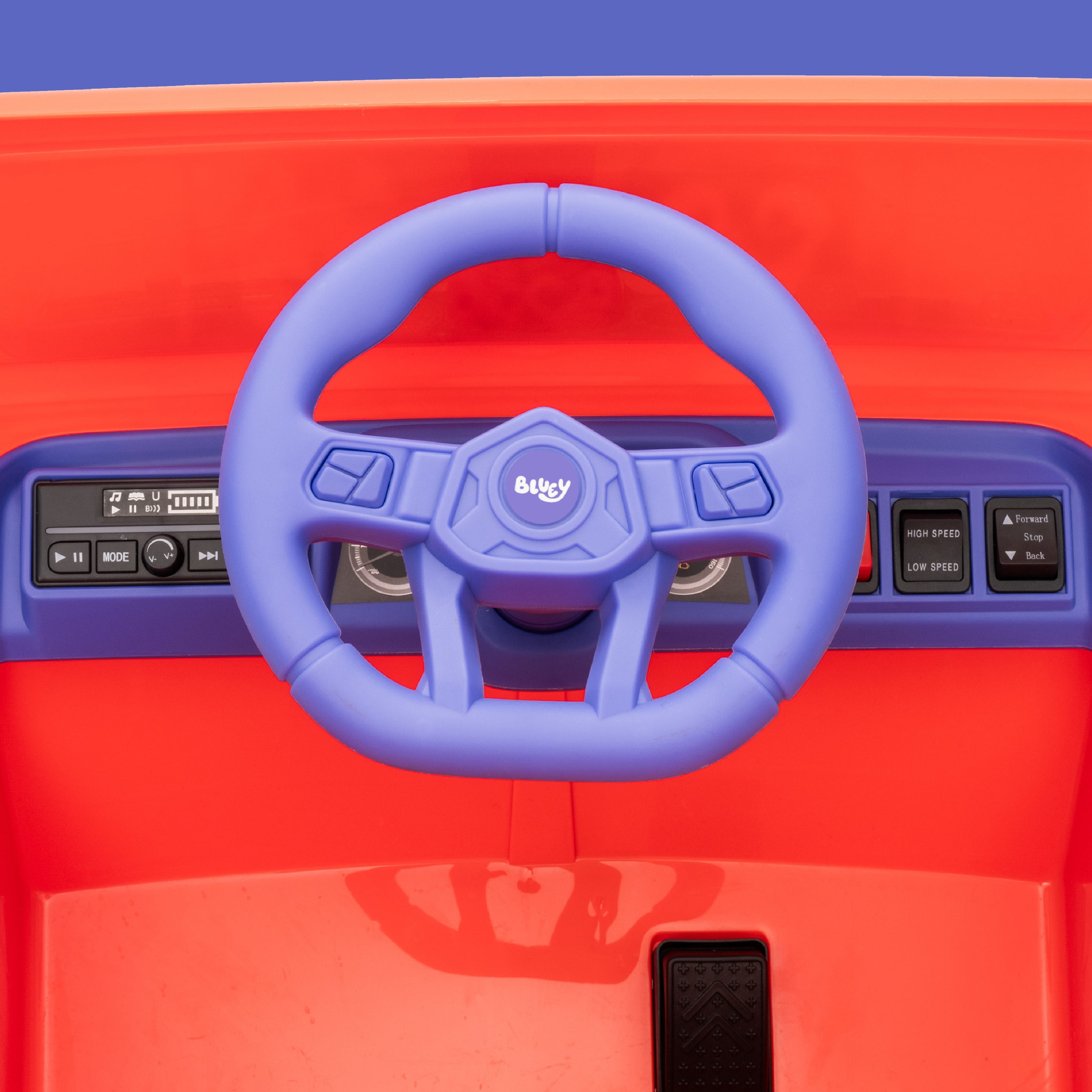 Bluey 12V Electric 1 Seat Ride-On for Kids with Music, USB Port, Working Headlights, and Forward/Reverse Drive, Top Speed 3.5 Mph