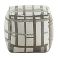 thumbnail image 4 of Modern Pouf Ottoman- Beige Gray Chunky Plaid Jacquard- 16 Inch Square, 4 of 6