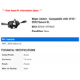 thumbnail image 2 of Wiper Switch - Compatible with 1995 - 2002 Saturn SL 1996 1997 1998 1999 2000 2001, 2 of 2