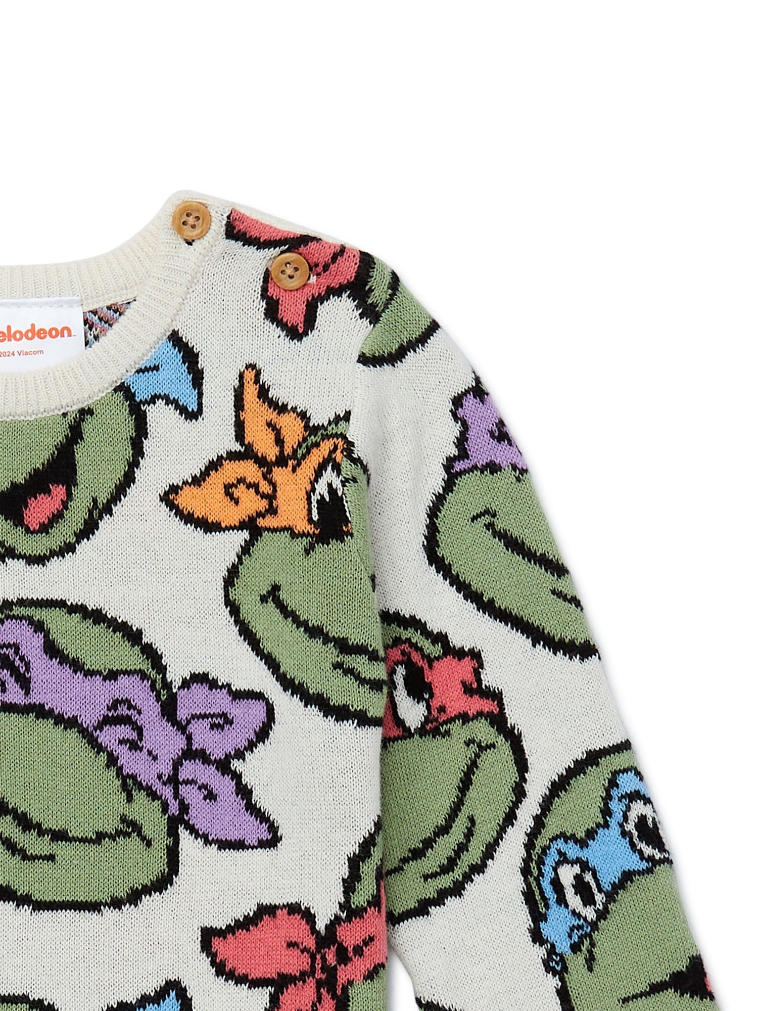 Teenage Mutant Ninja Turtles Jacquard Knit Crew Sweater with Buttons at Shoulder, Sizes 0/3M - 24M