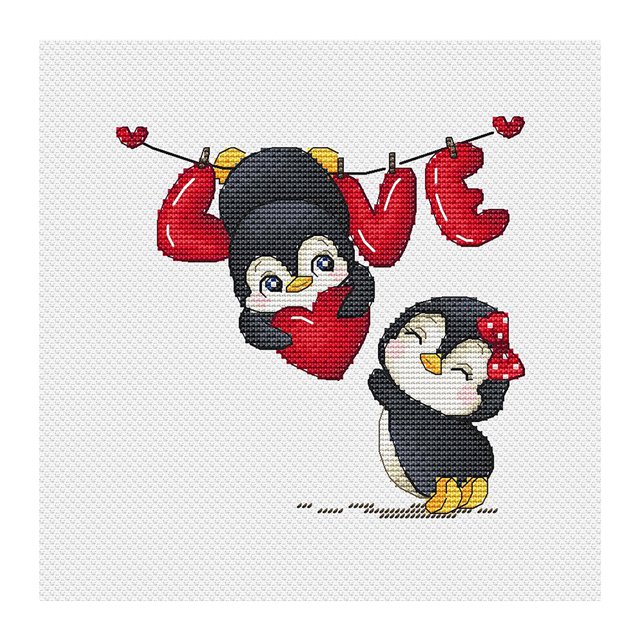 Hilo de bordar Love Penguin Full Eco-cotton 14CT FLhrweasw Kit de punto de cruz contado Nuevo