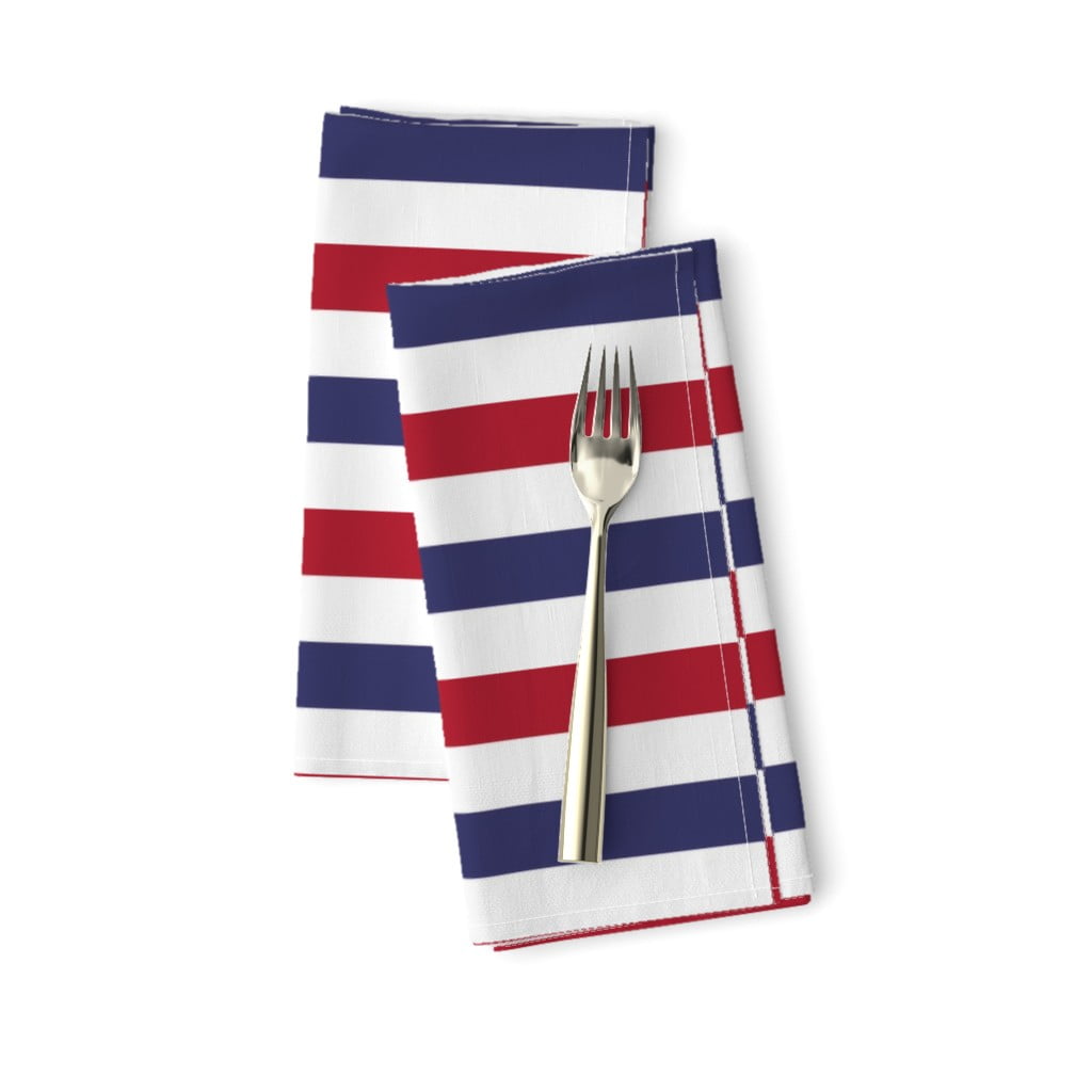 Usa Stripes July 4Th Patriotic Paper Cotton Dinner Napkins by Roostery