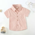 thumbnail image 2 of Coerni Toddler Boys Solid Buttoned Shirts Summer Short Sleeves Lapel Neck Shirt Short Sleeve Wedding Party Shirts, 2 of 9