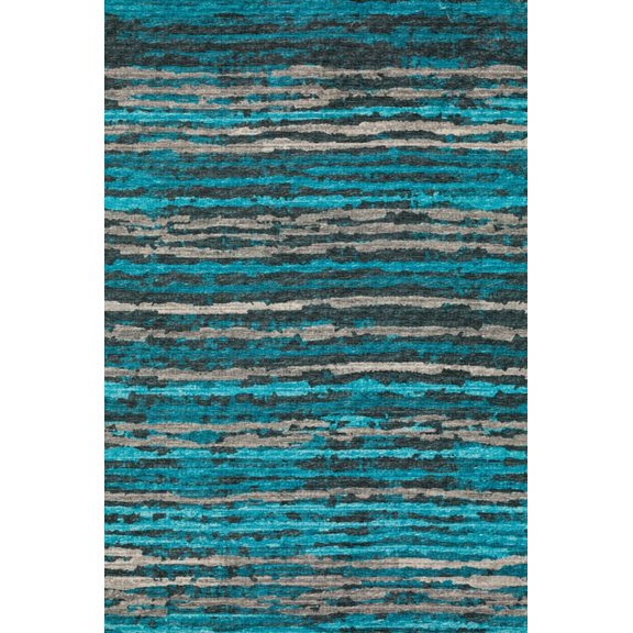 Dalyn Brisbane Area Rug BR4 Br4 Teal Teal Banded Rows 5' x 7' 6" Rectangle