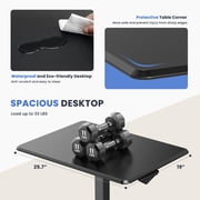 EDX Small Standing Desk, Mobile Portable Rolling Desk with Lockable Wheels & Adjustable Height, for Home Office, Black