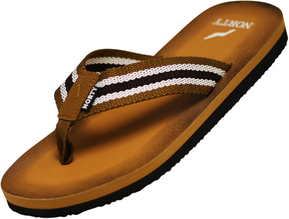 NORTY Mens Flip Flops Adult Male Beach Thong Sandals Brown