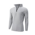 thumbnail image 2 of LNZGNM Mens Quarter Zip Pullover Stand-Up Collar Breathable Solid Color T-Shirts Lightweight Quarter Zip Long Sleeve Sweatshirts Casual Running Top,Light Gray M, 2 of 5