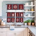 thumbnail image 6 of Kitchen Window Curtains Valance and Tier Set, Nautical Sailing Anchor Compass Rod Pocket Tier Curtain Valance Set, Lighthouse Star Blue Red Light Filtering Cafe Curtains for Bedroom Living Room, 6 of 9