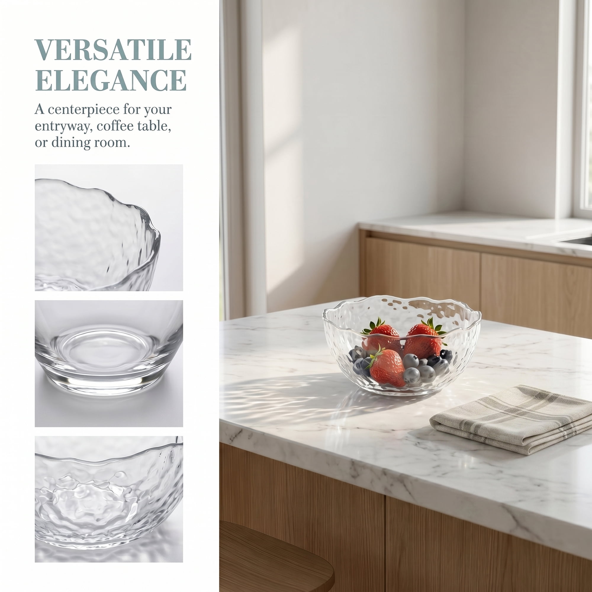 Unique Bargains Glacier Bowl Wavy Pedestal for Home Decor Clear 5.1"L x 5.1"W x 2.6"H