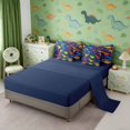thumbnail image 3 of Manfei Cute Dino Animals 7-Piece Twin Bedding,Kawaii Paw Print Bone Bedding Comforter Set,Navy Orange,Navy Blue Reversible, 3 of 6