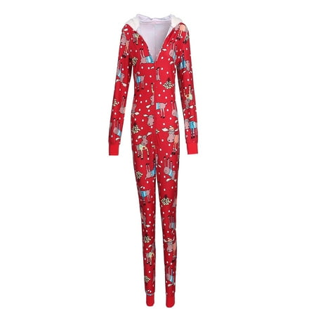 

Spring hue Women Christmas Pajamas Romper Casual Printed Jumpsuit