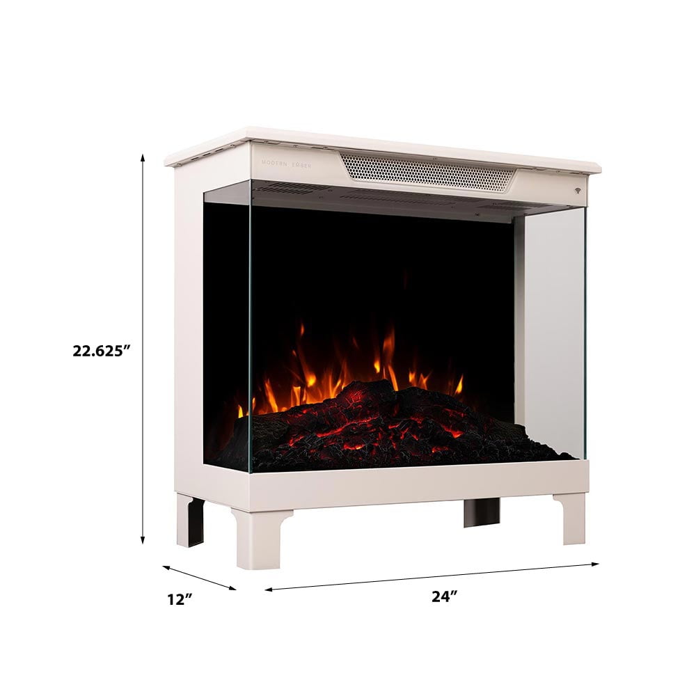 Modern Ember 24″ 3-Sided Electric Fireplace Stove Heater, Taupe Mist Finish