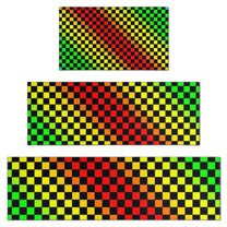 Rainbow Color Checkered Pattern Kitchen Rugs Sets Of 3,Kitchen Runner Rugs Non Skid Washable,Decorative Kitchen Floor Mats for Kitchen,Sink,Laundry,17"x30"  17"x47"   17"x59"
