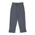 thumbnail image 6 of ZACPNCV Pants for Girls Summer Casual Loose Cotton Linen Straight Wide Leg Drawstring Elastic Waist Solid Cropped Pant Gray 13-14 Years, 6 of 7