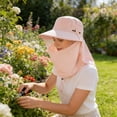 thumbnail image 5 of Btomtd Outdoor Sun Hat with Face & Neck Flap, UPF 50+ Wide Brim Breathable Fishing Hat for Hiking Travel Beach Cycling, Pink, 5 of 6