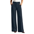 thumbnail image 2 of Guieoi Dress Pants for Women Business High Waisted Wide Leg Casual with Pockets Straight Leg Style Suitable for the Office Daily Wear Work Pants Blue XXL, 2 of 7