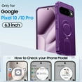thumbnail image 4 of Vizvera Magnetic for Google Pixel 10 Pro Case/Pixel 10 Case with 360° Spin Stand, Fit for Magsafe, Military Grade Protection, Shockproof Case for Pixel 10/10 Pro with Kickstand-Purple, 4 of 10