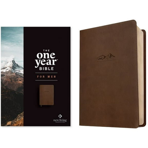 Pre-Owned NLT the One Year Bible for Men (Leatherlike, Rustic Brown Mountain), (Hardcover)