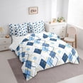 thumbnail image 3 of jejeloiu Modern Geometric Rhombus 7-Piece Twin Bedding Sets,White Blue Bedding Comforter Set For Girls Boys Reversible, 3 of 8