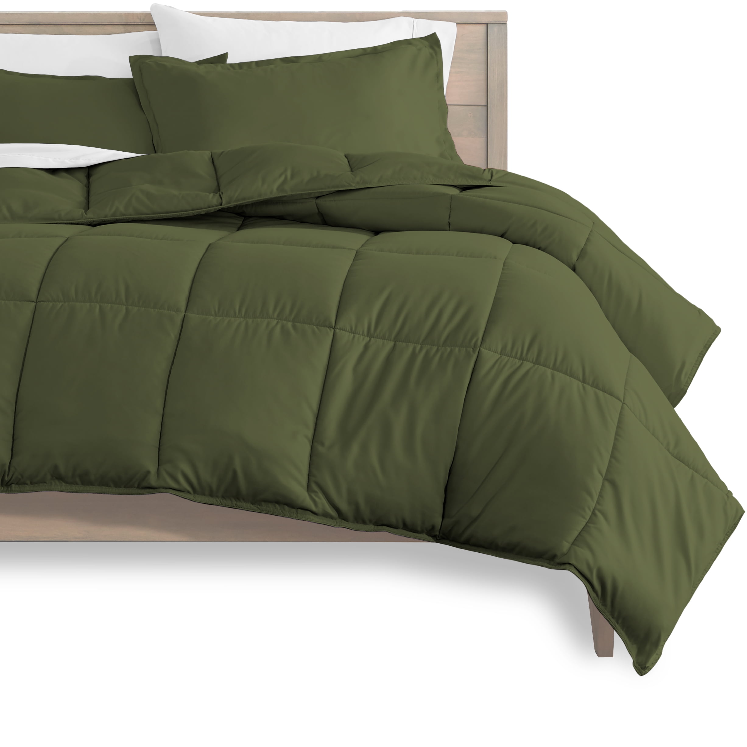Bare Home Microfiber 5-Piece Green and White Bed in a Bag, Twin XL
