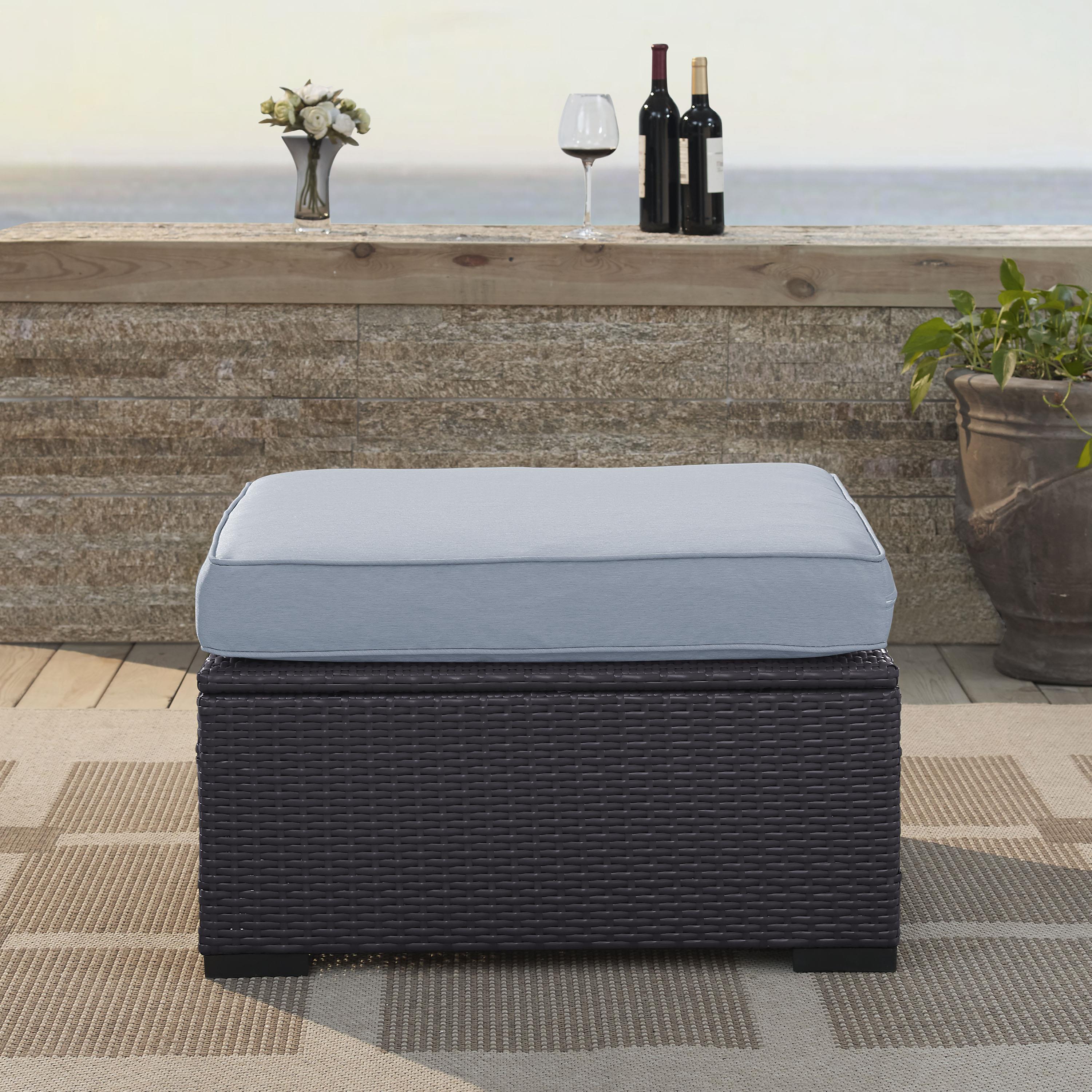 Crosley Biscayne Outdoor Wicker Ottoman White/Brown-Color:Brown,Style:Midst Cushions - image 4 of 5