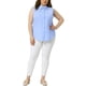 thumbnail image 2 of Camisas sin mangas de verano para mujeres de tallas grandes Agnes Orinda, blusas de botón, 1X azul claro, 2 of 6