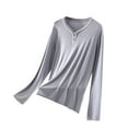 thumbnail image 2 of Weiqiqre Women's 3/4 Length Sleeve T Shirts Button Down Scoop Neck Casual Tops, 2 of 3