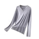 thumbnail image 2 of Blusa de pijama de manga larga para mujer, lisa, informal, a la moda, con cuello redondo, manga larga, para dormir, pijama para mujer, 2 of 3