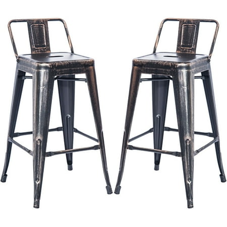 Knoll Bar Stools - Top Knobs Modern Light Weight Industrial Metal Bucket Back Barstool, 26