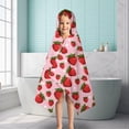 thumbnail image 6 of Red Strawberry Plants Fruit Dot Pink Pattern Hooded Bath Towel，50"x30" for Ages 3 To 12 Kids, Quick Dry Lightweight Soft Microfiber Hood Beach Towel Cover Up for Kids, 6 of 7