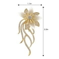 thumbnail image 6 of Gold Tone Floral Brooch with Crystal Rhinestones and Pearl Petals - One Size Fits Most, Gold, 6 of 6