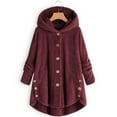 thumbnail image 1 of Women's jacket fashion button fluffy wool hooded jacket loose winter warmth plus size WD.WDQZL Hogar, 1 of 1