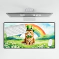 thumbnail image 4 of Happy St. Patrick’s Day Maine Coon with Green Hat Shamrocks Rainbow Desk Mat Full Keyboard Mouse Pad Cat Lover Kitten Owner Gifts Large Mousepad - 03007, 4 of 5