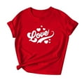 thumbnail image 1 of Penkiiy T-Shirts de la Saint-Valentin pour Femmes Imprimé Graphique T-Shirts Mignons Cœur d'Amour T-Shirts Décontractés Manches Courtes 3TG Rouge, 1 of 7