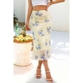 thumbnail image 4 of MEROKEETY Women's 2026 Summer Floral Mesh Midi Skirt, High Waist Ruched Boho Casual Trendy Skirt, Apricot, M, 4 of 5