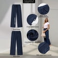 thumbnail image 6 of ManxiVoo Women's Crochet Panel Linen Pants – Elastic Waist High Waisted Wide Leg Casual Summer Beach Trousers, 6 of 8