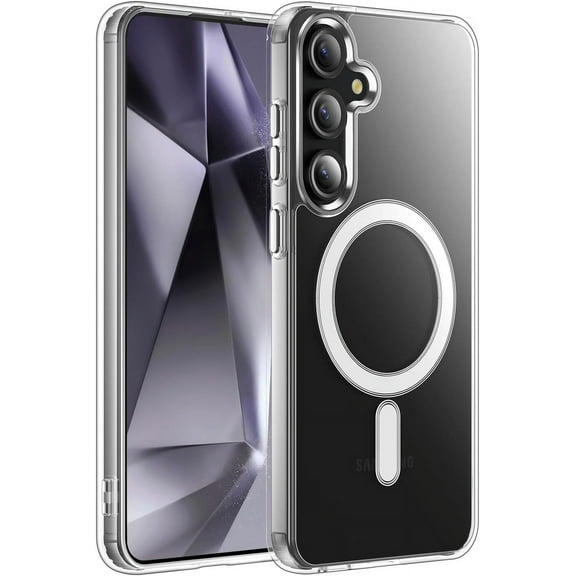 Clear Case for Samsung Galaxy S24 Plus Clear Magnetic Case, [Yellow Resistant] Strong Protective Cover, Slim Fit Shockproof Transparent Crystal Clear Magnetic Clear Case for Samsung Galaxy S24 Plus