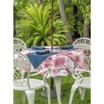 thumbnail image 2 of Outdoor Tablecloth with Umbrella Hole and Zipper, Spring Peach Flowers Round Table Cloth 54 Inch Waterproof Tablecloth, Pink Botanical Floral Leaves Branch Picnic Table Cover for Patio Camping, 2 of 7