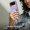 thumbnail image 7 of Dteck for Samsung Galaxy Z Flip 3 Wallet Case,Leather Case with 3 Accordion Card Slots and RFID Blocking Adjustable Crossbody Strap for Unisex,Lightpurple, 7 of 7