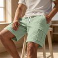 thumbnail image 5 of Workout Shorts Men Baeitkot Men's Solid Color Drawstring Multi-Pocket Cargo Shorts Casual Bottoms, 5 of 7