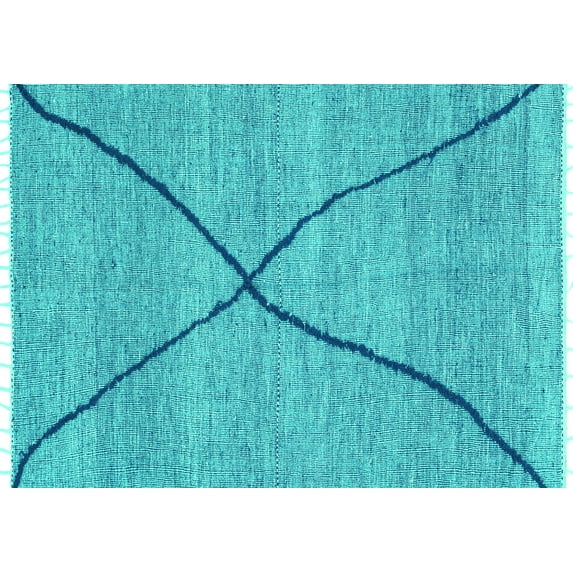 Ahgly Company Indoor Rectangle Abstract Turquoise Blue Modern Area Rugs, 5' x 8'