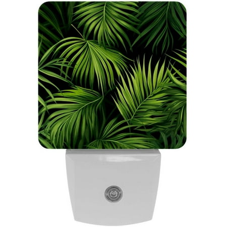 

Plug-in Night Lights Set Of 2 Tropical Jungle Palm Leaves Automatic Dusk-To-Dawn Sensor LED Nightlights Home Decorative Lamp For Kids Teens Girls Boys Adults