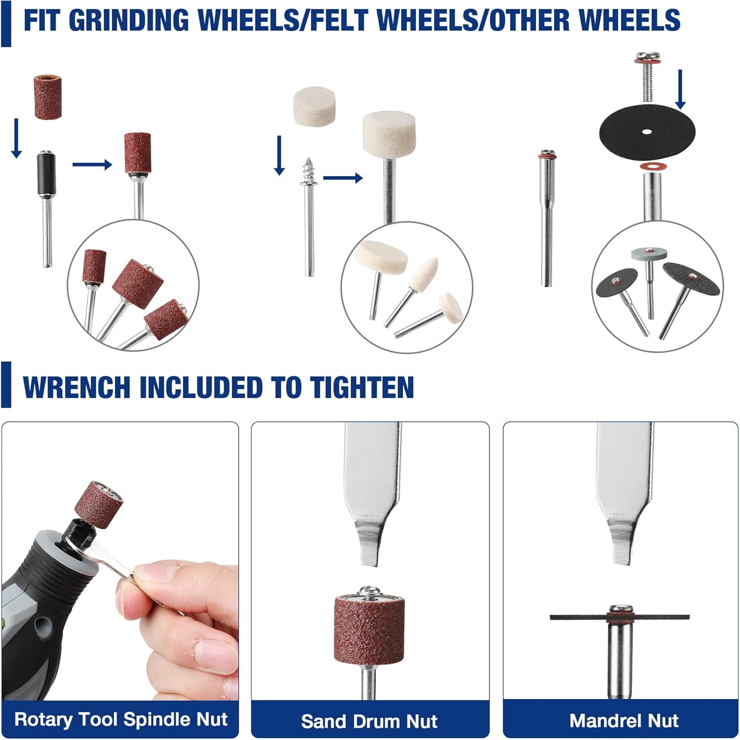 Tmwefusc 302Pcs Rotary Tool Accessories Kit, Rotary Tool Bits for Easy Cutting, Sanding, Grinding, Carving, Polishing, Drilling and Engraving
