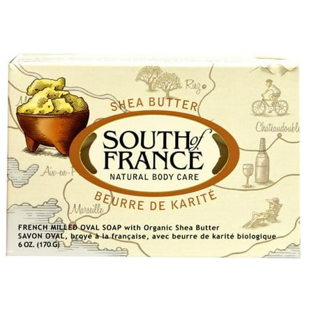 Soap Bar Shea Butter, French Milled Oval Soap, Shea Butter 6 oz by South Of France Soaps (Pack of 2) By South Of