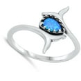 thumbnail image 4 of CHOOSE YOUR COLOR Whale Tail Blue Simulated Opal Ring .925 Sterling Silver Band CZ Female Size 9, 4 of 4