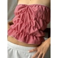 thumbnail image 6 of Yunliwuli Women Tube Top, Strapless Backless Tie-up Pleated Plaid Slim Fit Summer Tops Clubwear, 6 of 10