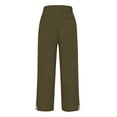 thumbnail image 7 of IDALL Linen Pants Women Wide Leg Pants Woman Women Solid Straight Solid Elastic Pants Long Linen Women Waist Cotton Casual Slit Trouser Legs Pants Lounge Pants Women Baggy Pants Brown S, 7 of 7