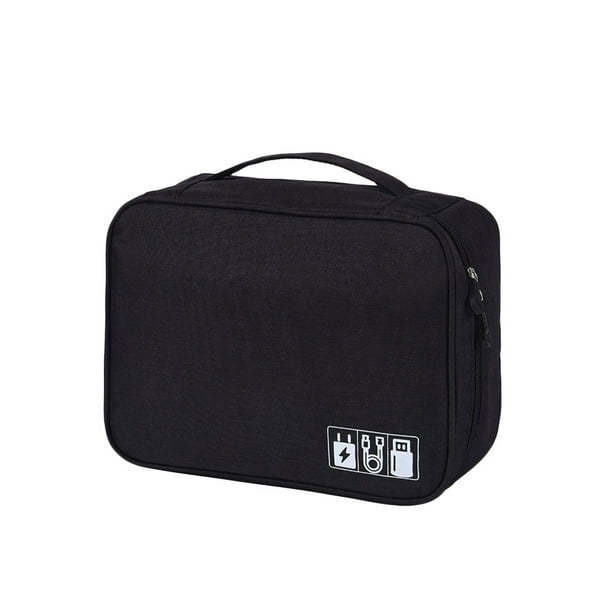 Injueey Bolsa organizadora de cables de viaje, accesorios electrónicos, bolsa de almacenamiento, de unidad USB, banco de energía, caja de Almacenamiento y organización del hogar negro Injueey HA1344-01B