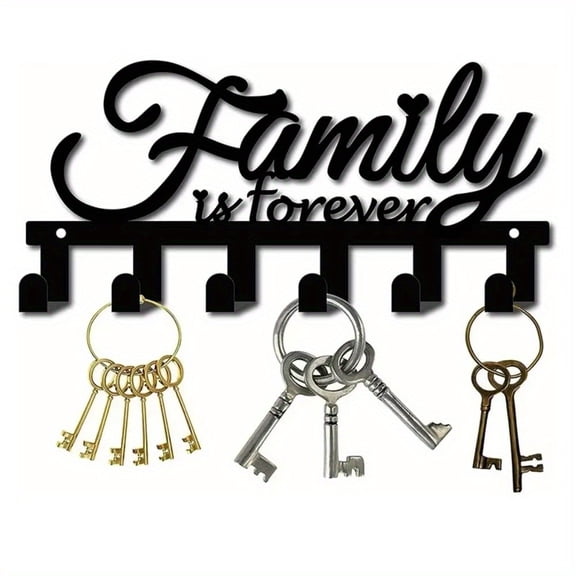 HELLOYOUNG Black Metal Wall Key Holder with 8 Hooks, Durable Entryway Key Hanger for Wall, Halloween Christmas Gift, Home Decor Organization